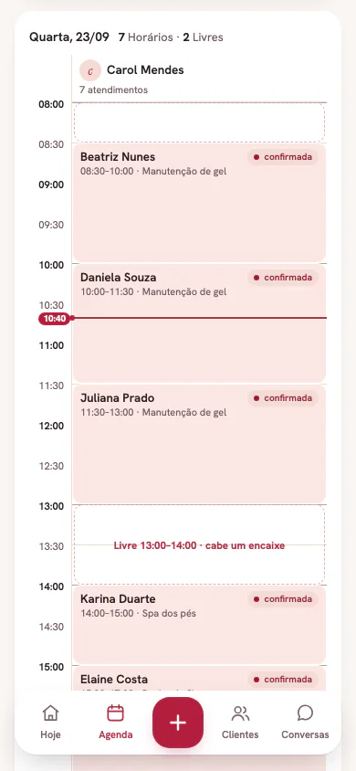 A agenda do dia no celular