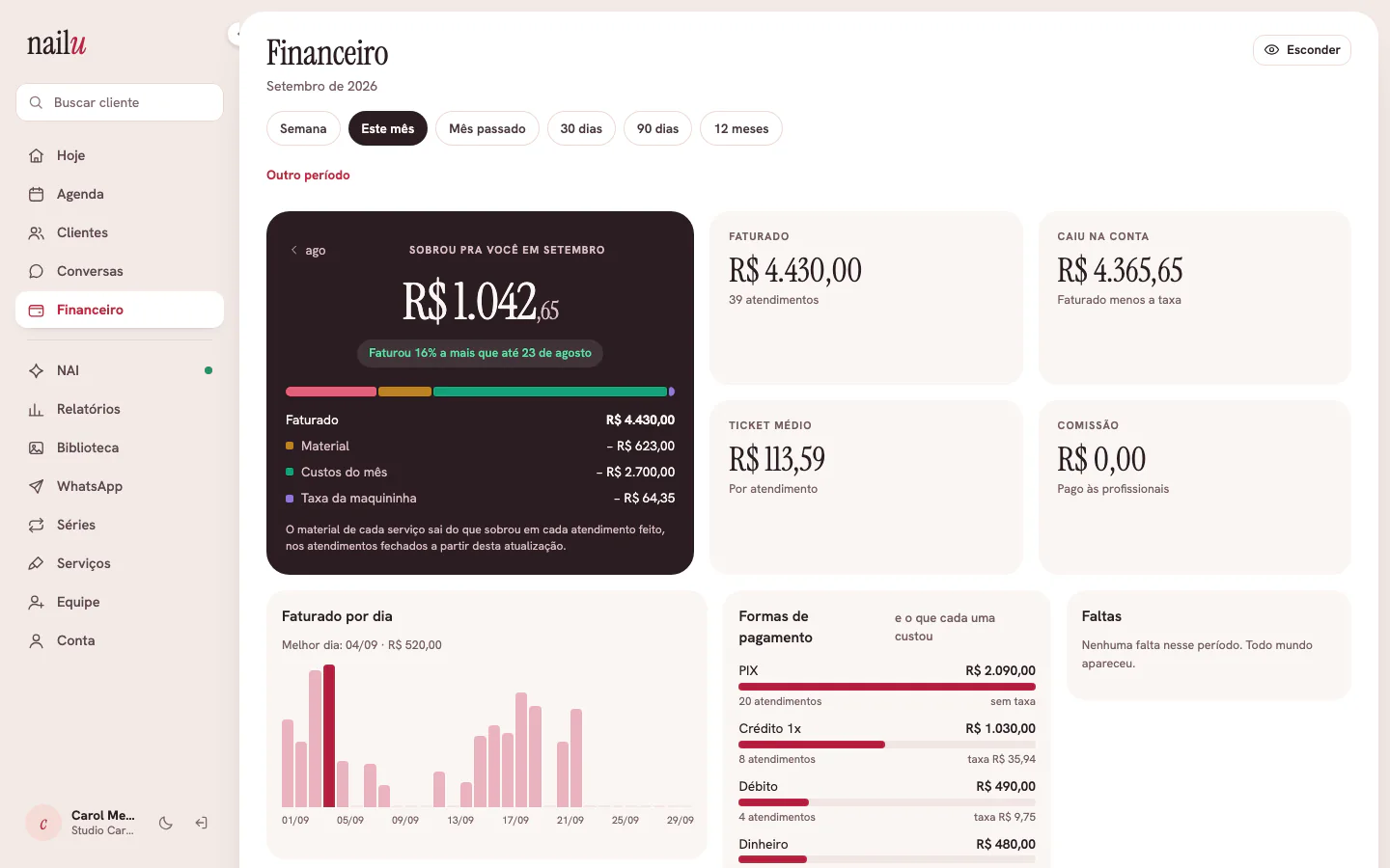 O financeiro no computador