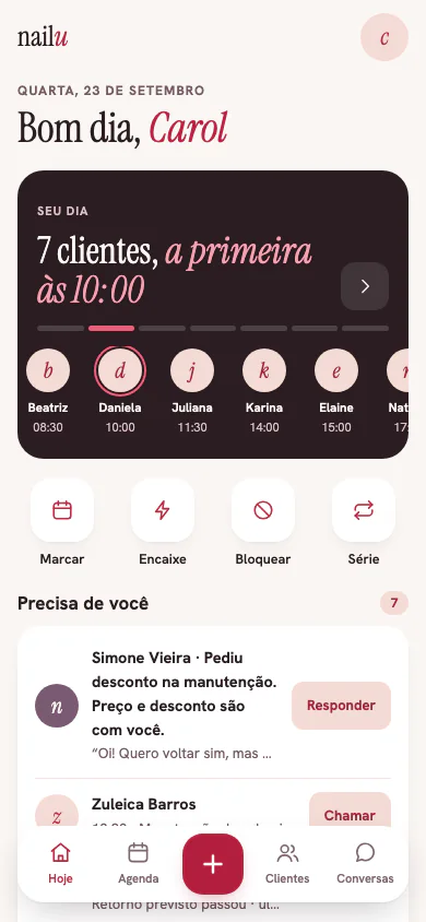 A tela Hoje no celular